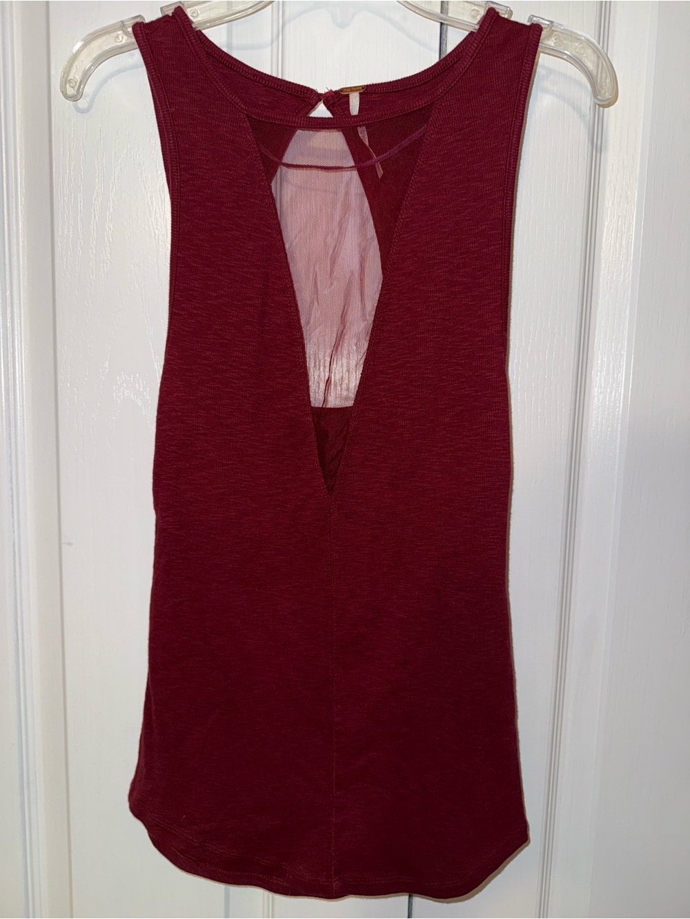 Free People Burgundy Mesh Back Cutout Tank Top Sleeveless Size S/P